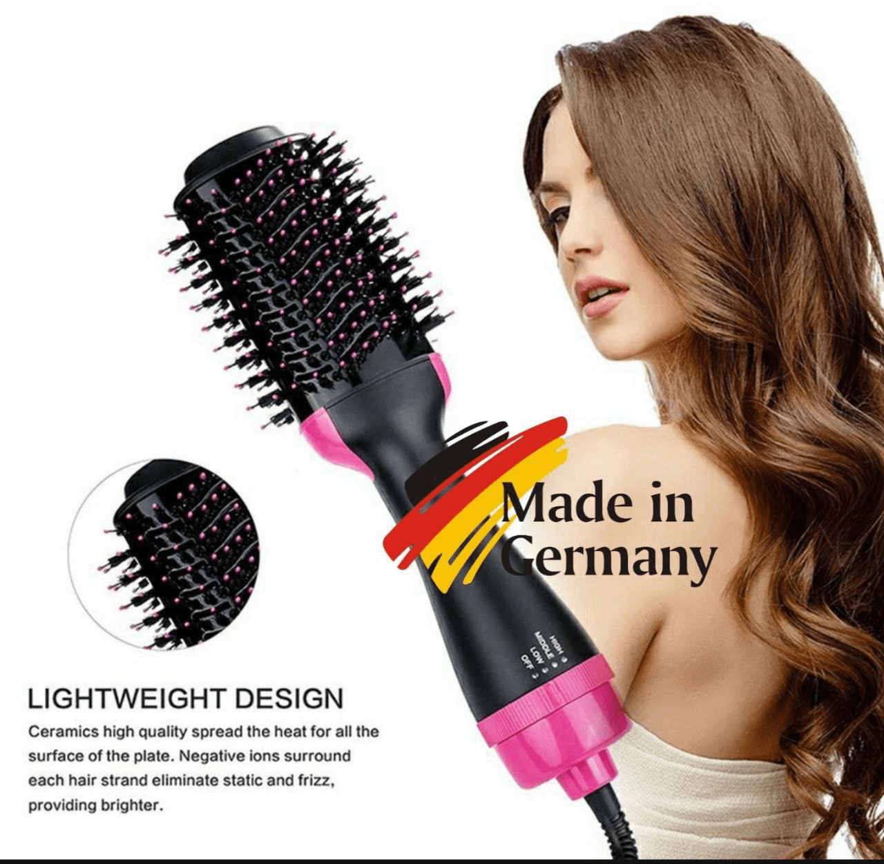 4-en-1 Brosse Soufflante – Séchage & Coiffage en Un Seul Geste | Température Réglable, Réduction des Frisottis, Volume Instantané pour Tous Types de Cheveux