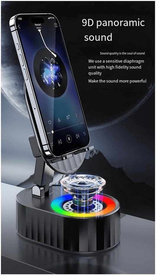 4-in-1 : support téléphone & tablette + power bank + haut-parleur Bluetooth + Lampe LED