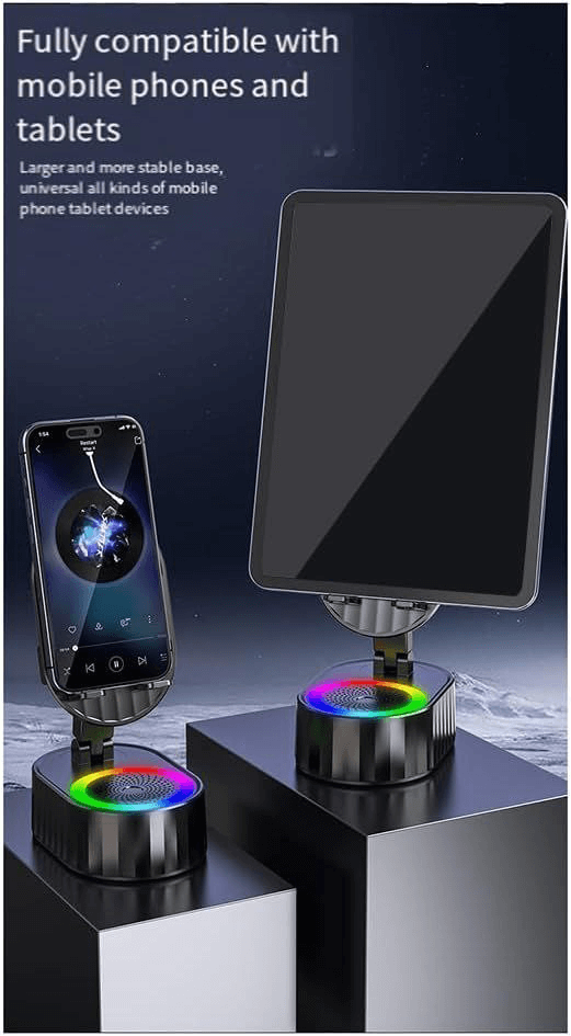 4-in-1 : support téléphone & tablette + power bank + haut-parleur Bluetooth + Lampe LED
