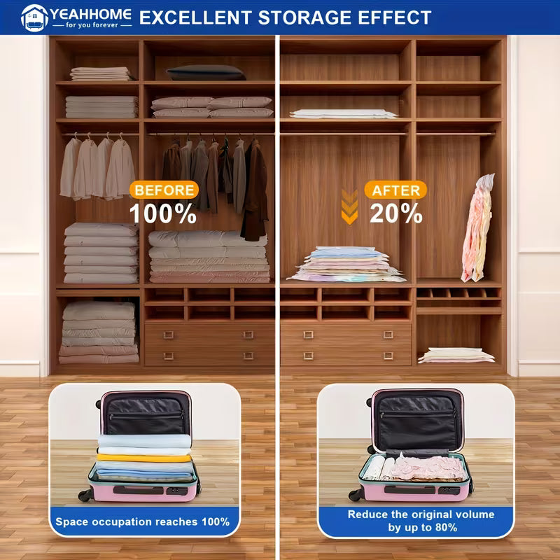 Vacuum Storage Bags avec Pompe Électrique – Sacs de Compression Étanches pour Rangement